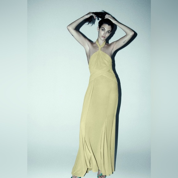 NEW! Zara Pleated Halter Dress Light green | 1758/833 823 - Picture 5 of 7